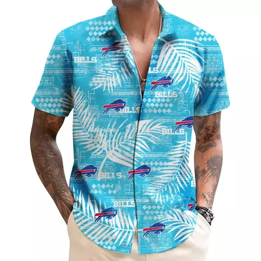 Discover Men's Buffalo Football Bill Shirt, Retro Tee, tiki pattern, throwback