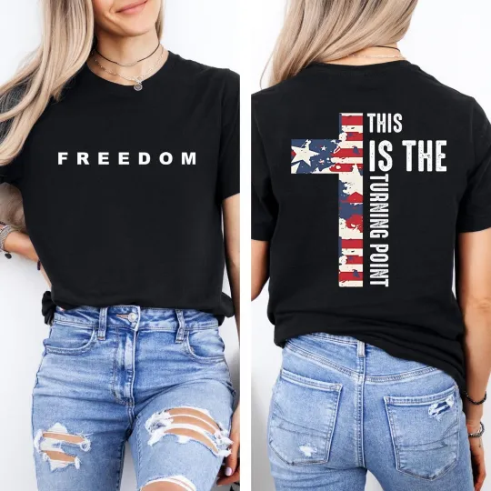 Charlie Kirk Freedom T-Shirt - Turning Point Double Sided Unisex Tee