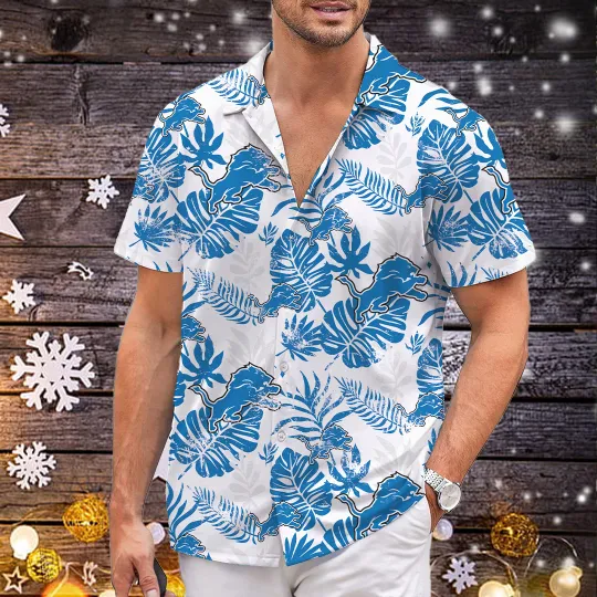 Discover Detroit team Lion 90s hawaiian shrit, tropical leave, holiday gifts