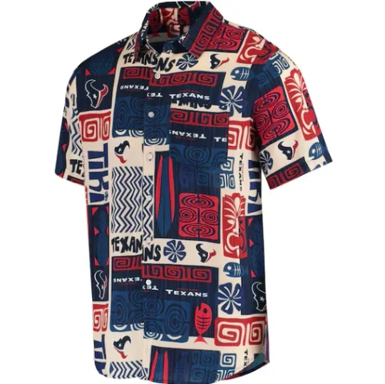 Discover Houston team Texan Tiki Floral Button-Up  Shirt, hawaiian shirt, 2025