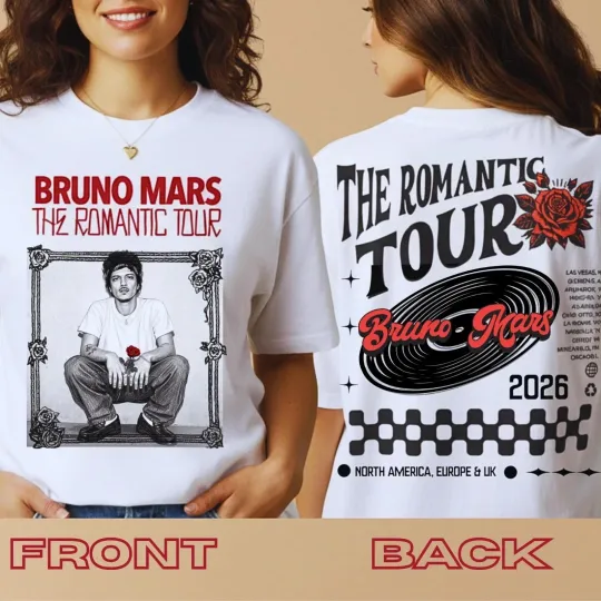 Bruno Mars The Romantic 2026 Tour T-shirt All Size
