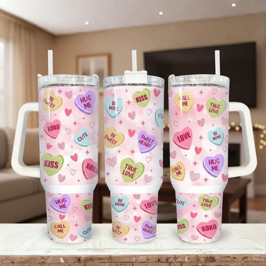 Discover Heart Valentines Tumbler, Happy Valentines Day Tumbler, Couple Love Tumble, Heart Valentines Quencher Tumbler
