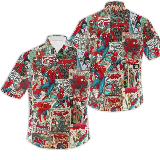 Discover Vintage Superheroes Movie Amazing Spiderman Hawaiian Shirt, Casual Shirt For Men