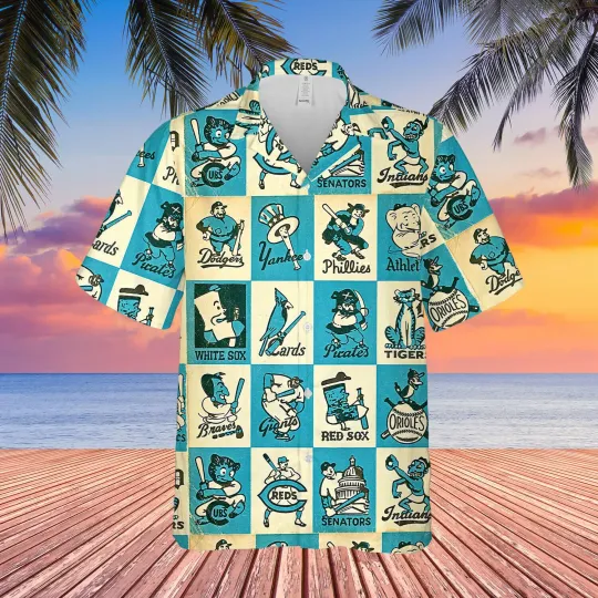 Discover Vintage 1956 Baseball Team Mascots Hawaiian Shirt, Casual Shirt For Men