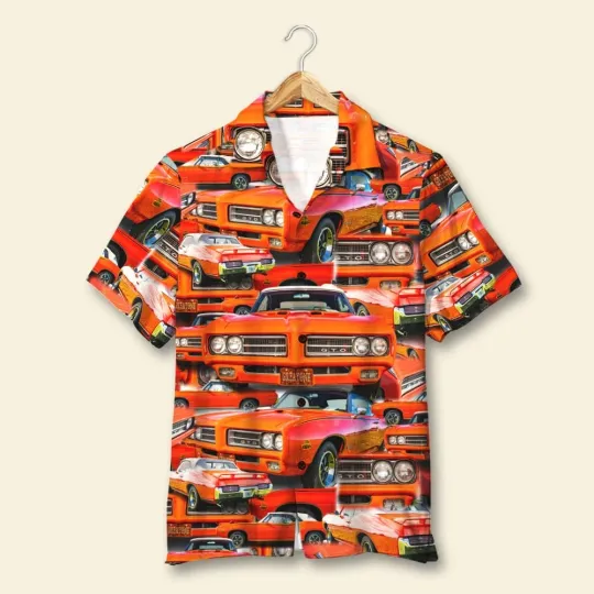 Discover Muscle Car Photo Hawaiian Shirt, Seamless Car Pattern, Summer Gift