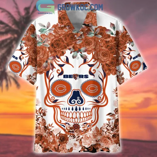 Discover Chicago Skull Flower Hawaiian Shirt, Casual Shirt For Men