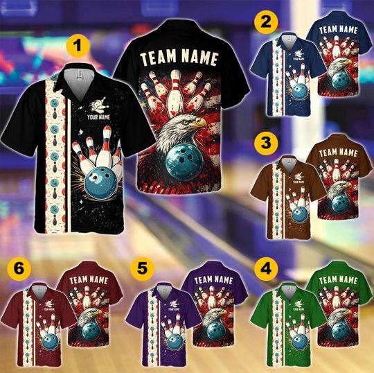 Discover Personalized Retro Bowling Hawaiian Shirt Bowling Team Shirt Bowling Shirt Gift For Bowling Player Bowler Gift Bowling Team Vintage Bowl