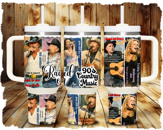 Discover Raised on 90's country 40 oz Tumbler Wrap: Country western music gift item