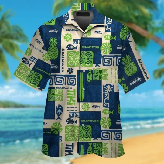 Discover Seattle Sleeve Button Up Tropical Hawaiian Shirt VER012