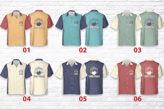 Discover Personalized Vintage Bowling Hawaiian Shirt, Custom Name&Team Button Up Shirt, Retro Bowling Squad Outfit, Gift For Bowler, Bowling Lovers
