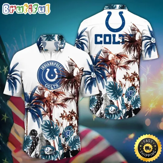 Discover football Indianapolis Hawaiian Shirt Palm Tree Aloha Shirt For Fans
