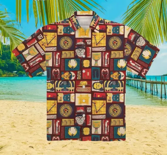 Vintage Indiana Jones Hawaiian Shirt Men's Casual Shirt