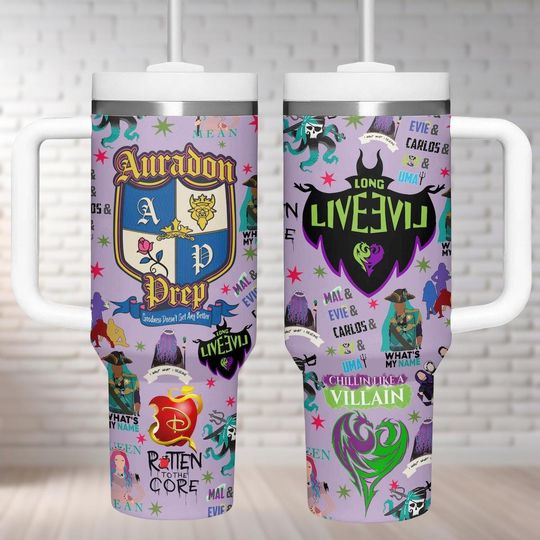 Discover Disney Descendants 40oz Tumbler, Auradon Prep Tumbler, Descendants Zombies World Tour Tumbler, The Rise Of Red, Zombies 4 Tumbler Cup