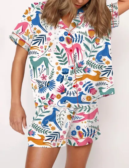 Discover Floral Greyhound Whippet Pajamas Set For Women
