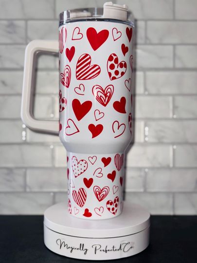 Discover Hearts 40oz Tumbler, Valentine's Day Gift, Reusable Quencher