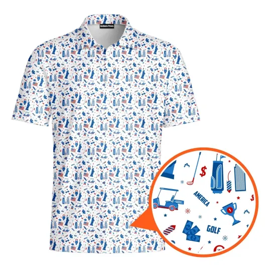 Discover Funny America Golf Polo Shirt for Men