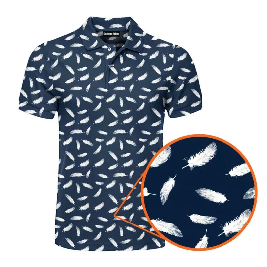 Discover White Feather Golf Polo Shirt for Men