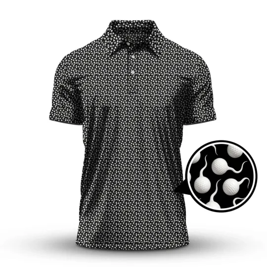 Discover Funny Golf Shirt, Pattern Golf Balls Polos For Men
