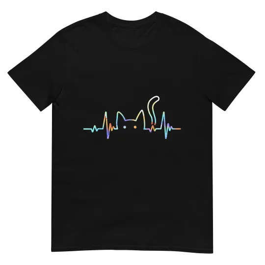 Discover Heartbeat Cat Lover Animal Silhouette Cute Cat T-Shirt