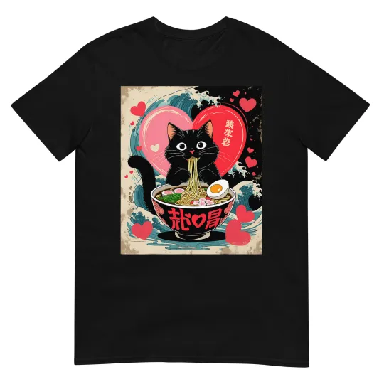 Discover Cat Ramen Kawaii Cat Graphic Tees Anime Valentines Day Gifts T-Shirt