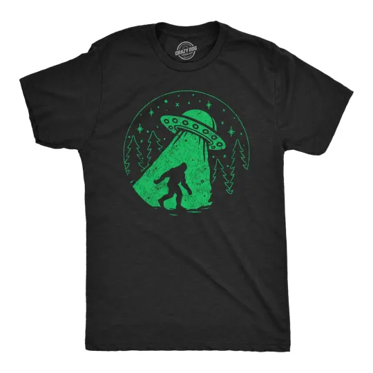 Discover Mens Funny T Shirts Bigfoot Alien Abduction Sarcastic UFO Graphic Tee for Men
