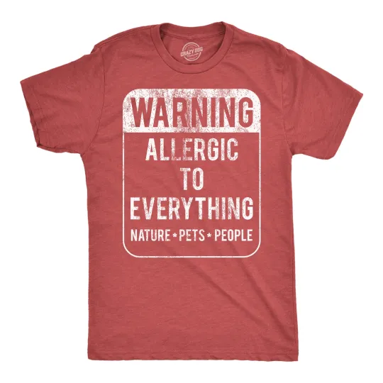 Discover Mens Funny T Shirts Warning Allergic to Everything Sarcastic Graphic Tee for Men
