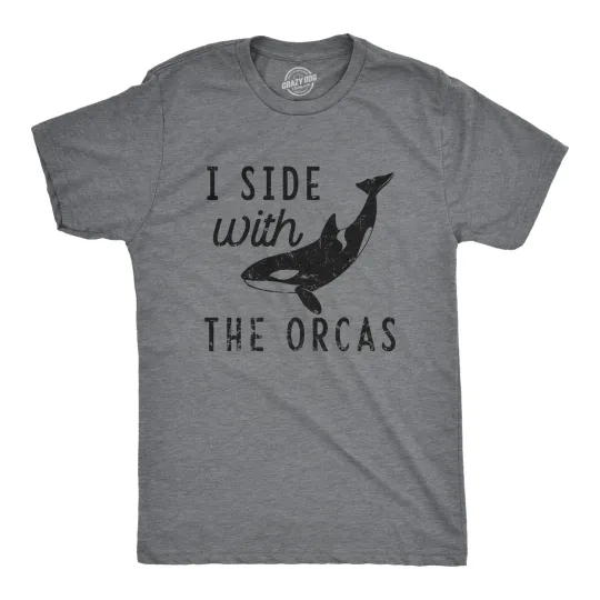 Discover Mens I Side With The Orcas T Shirt Funny Orca Killer Whale Lovers Tee for Guys