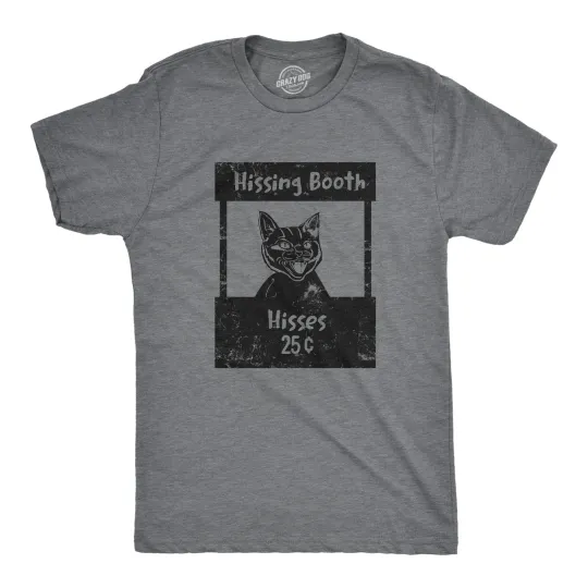 Discover Mens Hissing Booth T Shirt Funny Mean Kitten Hiss Joke Tee for Guys