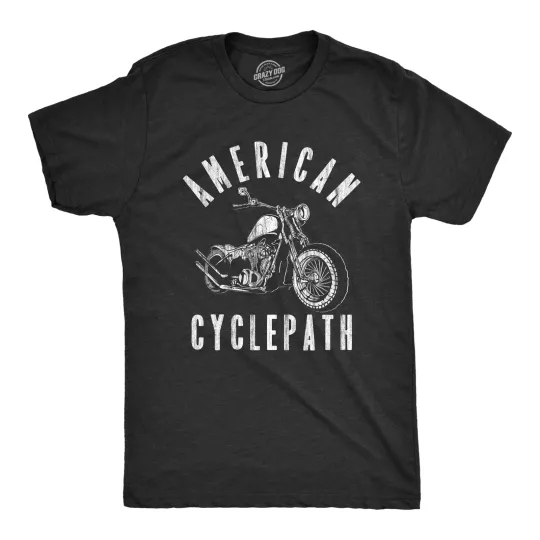 Discover Mens American Cyclepath T Shirt Funny Insane Motorcycle Riding Tee for Guys