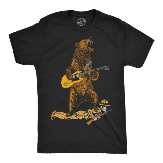 Discover Mens Guitar Bear Funny T Shirts Sarcastic Rock and Roll Tee for Men