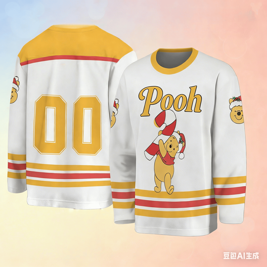 Discover The New Disney Winnie The Pooh Themed Ice Hockey Style Is Suitable for Daily Trendy Wear and Casual Quick Drying