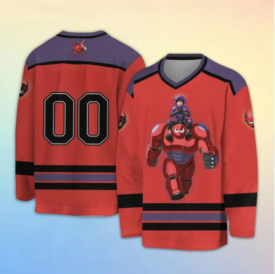 Discover Disney Super Marine Men's Ice Hockey Jacket 2025/26 Autumn/Winter New Jersey Sports Y2K Large Casual Long Sleeve T-shirt