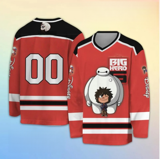 Discover Disney Super Marine Men's Ice Hockey Jacket 2025 Autumn/Winter New Jersey Sports Y2K Large Casual Long Sleeve T-shirt