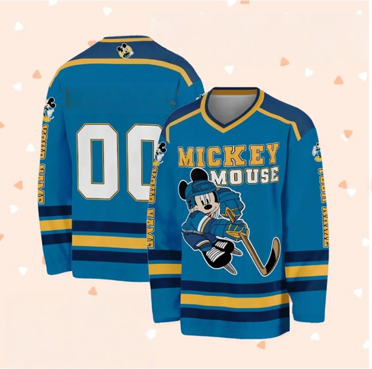 Discover Disney 3D printed men's ice hockey suit 2025 fashion Y2K super fast drying training sports jersey long sleeved T-shirt