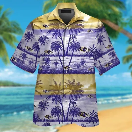Discover Baltimore Football Short Sleeve Button Up Tropical Hawaiian Shirt VER025
