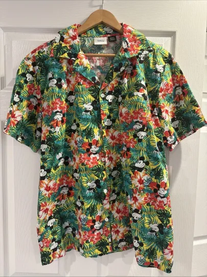 Discover Disney Hawaiian Shirt Floral Palm Men’s