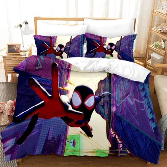 Discover Miles Morales Spider-Man Bedding Set 3pcs Cotton Blend Duvet Cover and Pillowcases