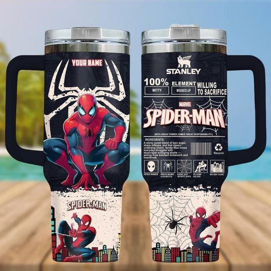 Custom Spider-Man Tumbler, Super man 40oz Cup With Handle, Gift For Spider Fans, Cup For Kids, Gift For Summer