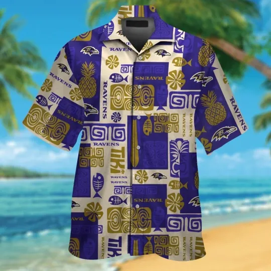 Discover Baltimore Football Sleeve Button Up Tropical Hawaiian Shirt VER012