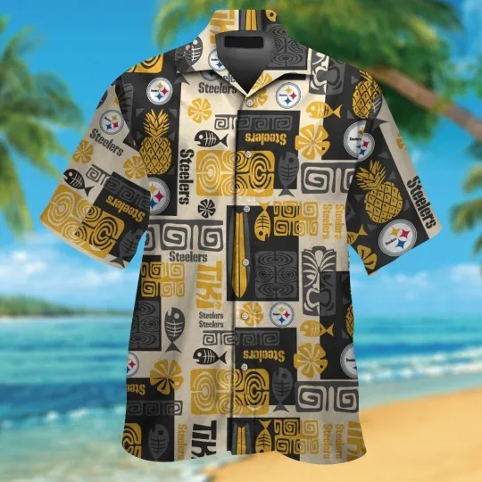 Discover Pittsburg Football Sleeve Button Up Tropical Hawaiian Shirt VER012