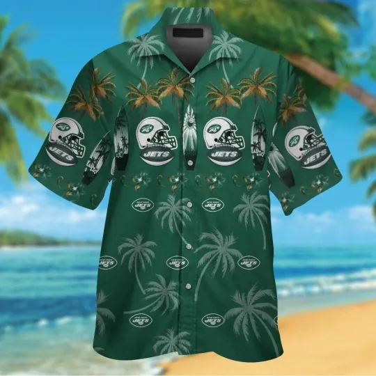 Discover New York Football Short Sleeve Button Up Tropical Hawaiian Shirt VER030