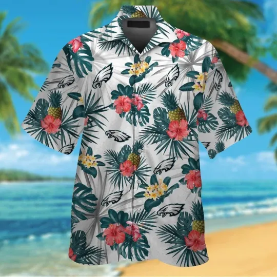 Discover Philadelphia Football Short Sleeve Button Up Tropical Hawaiian Shirt VER027