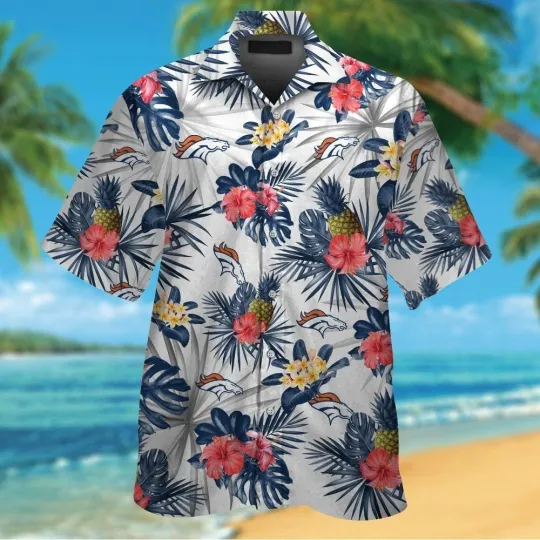 Discover Denver Football Short Sleeve Button Up Tropical Hawaiian Shirt VER027