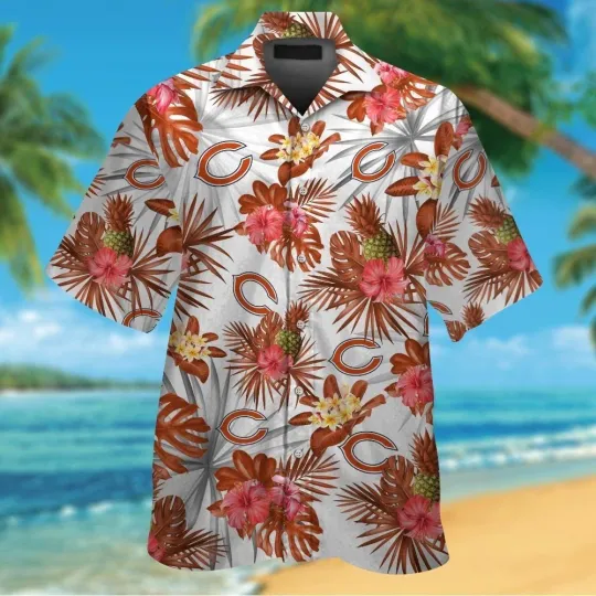 Discover Chicago Football Short Sleeve Button Up Tropical Hawaiian Shirt VER027