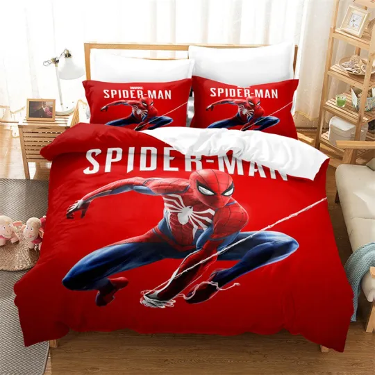 Discover 3PCS Spider-Man Bedding Set US Size Cover Pillowcases Comforter Cover