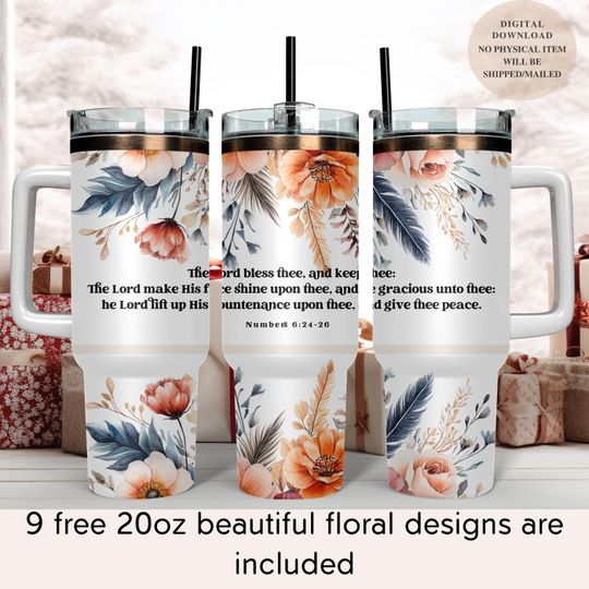 Discover Christian Tumbler Wrap: Boho Floral Bible Verse 40oz PNG (Digital Download)