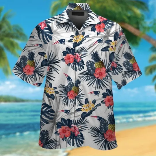 Discover New England Football Short Sleeve Button Up Tropical Hawaiian Shirt VER027