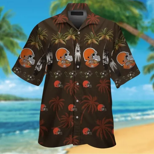 Discover Cleveland Football Short Sleeve Button Up Tropical Hawaiian Shirt VER017
