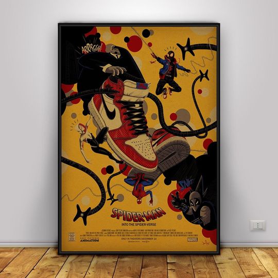 Spider-Man Into the Spider-Verse Poster | Miles Morales Wall Art | Home Decor | Kraft Paper Print | Movie Poster