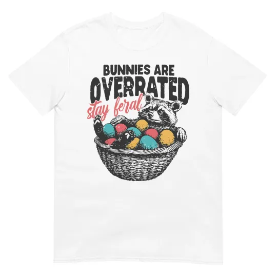 Discover Bunnies Are Overrated Stay Feral Raccoon Retro Easter Day T-Shirt